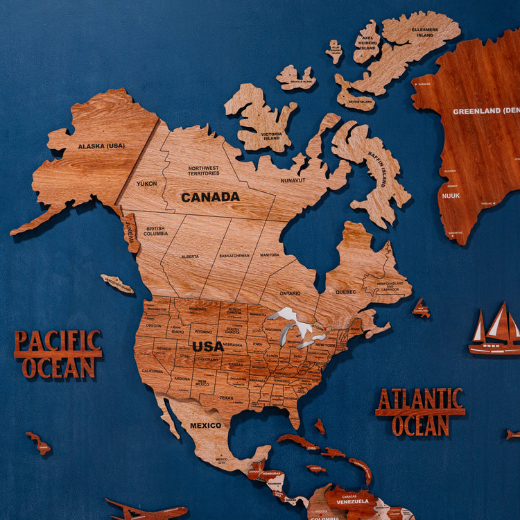 3D Rustic Luxe Wooden World Map