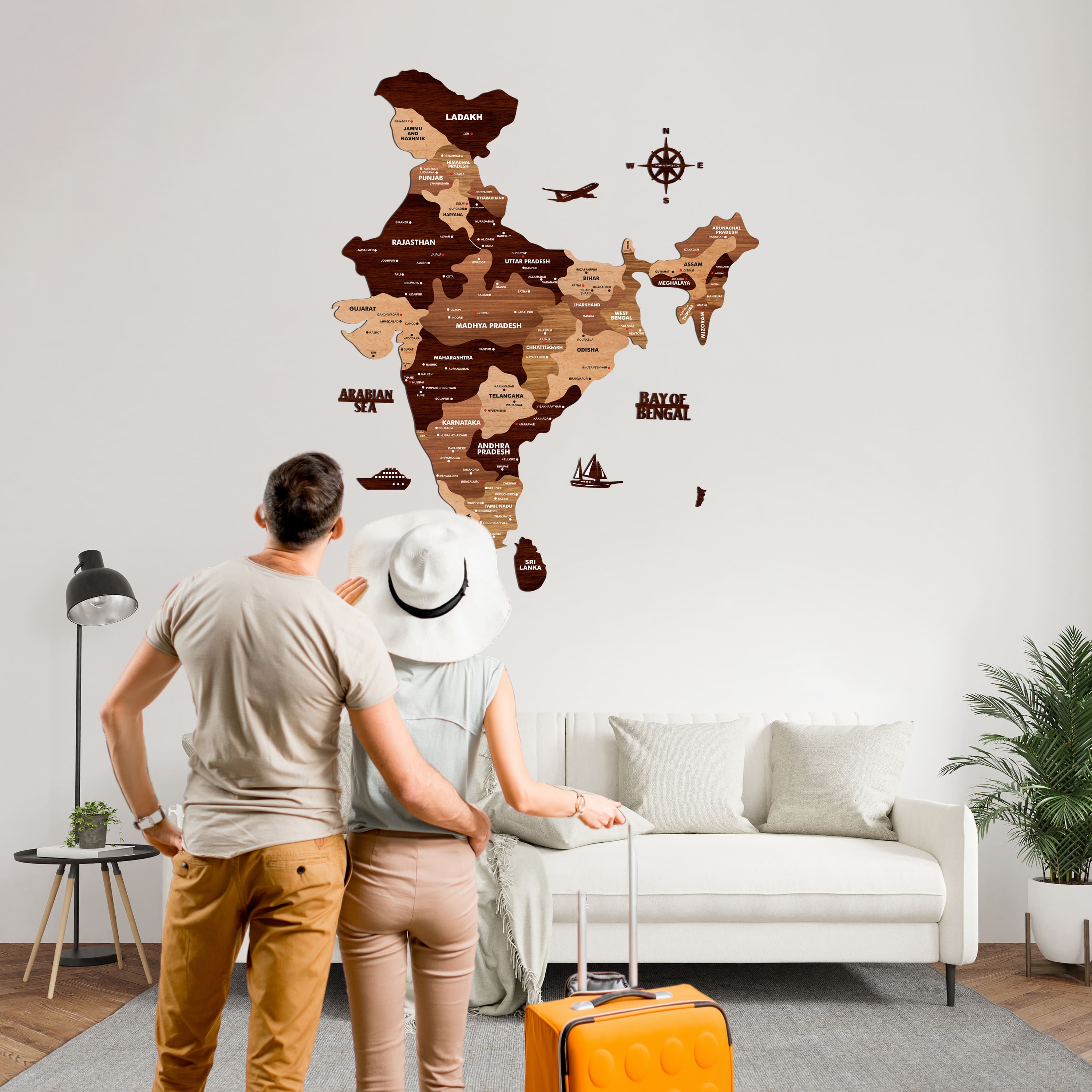 Wooden Texture India Map | The Map Stores • The Map Store