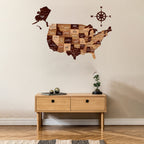 3D Wooden Texture USA Map
