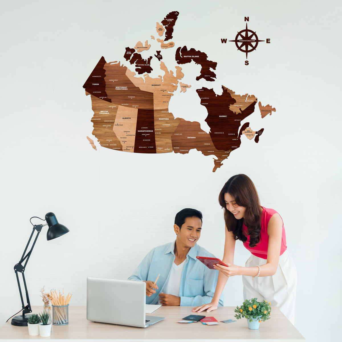 3D Wooden Texture Canada Map