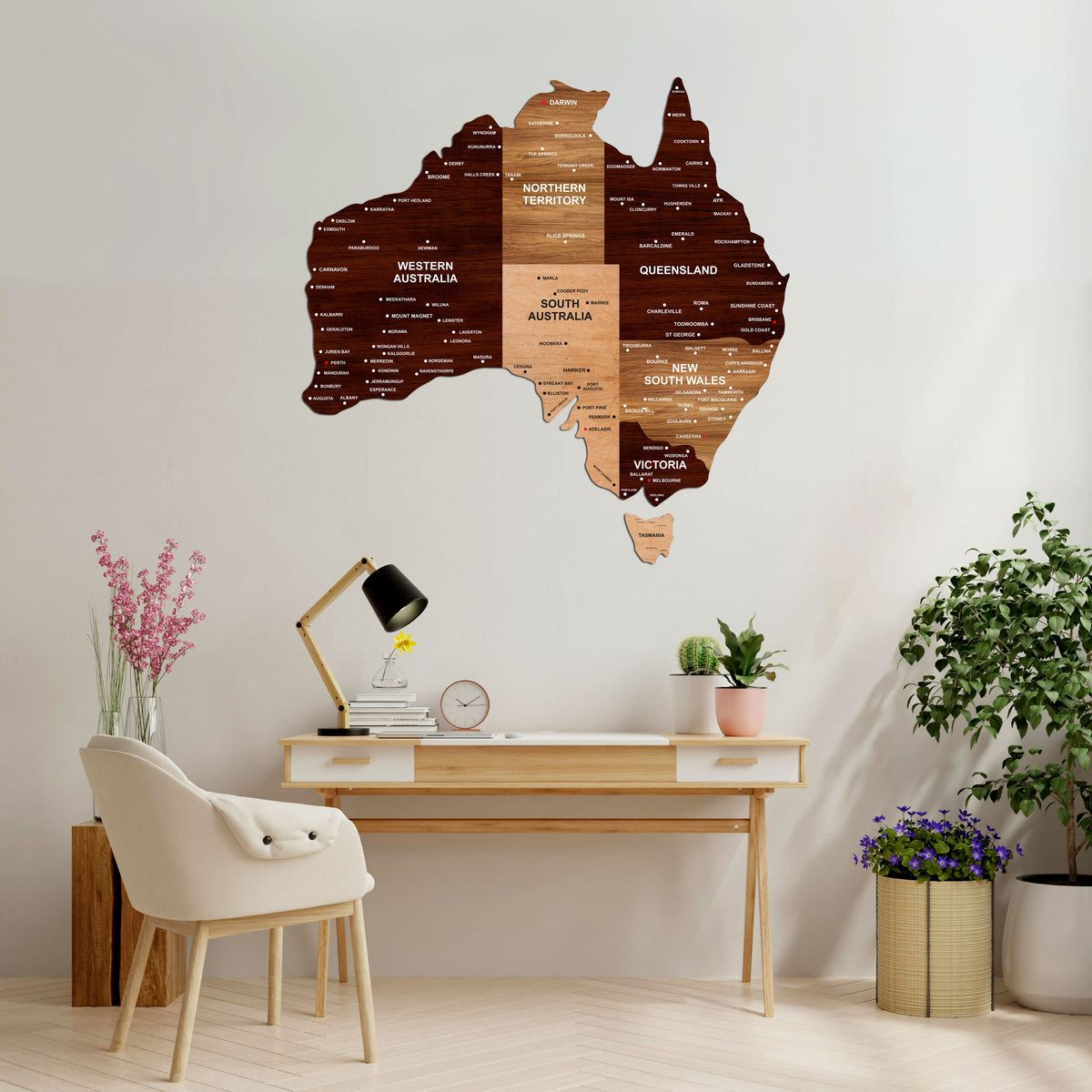 3D Wooden Texture Australia Map