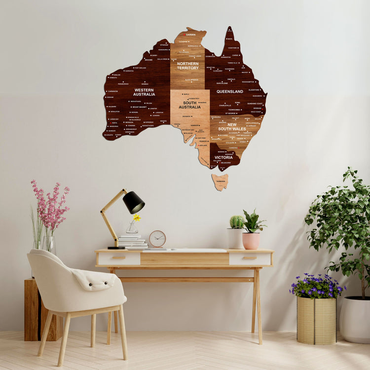 Wooden Texture Australia Map | The Map Store