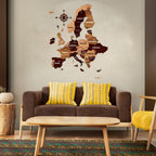 3D Wooden Texture Europe Map