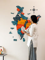 3D Pine India Wooden World Map