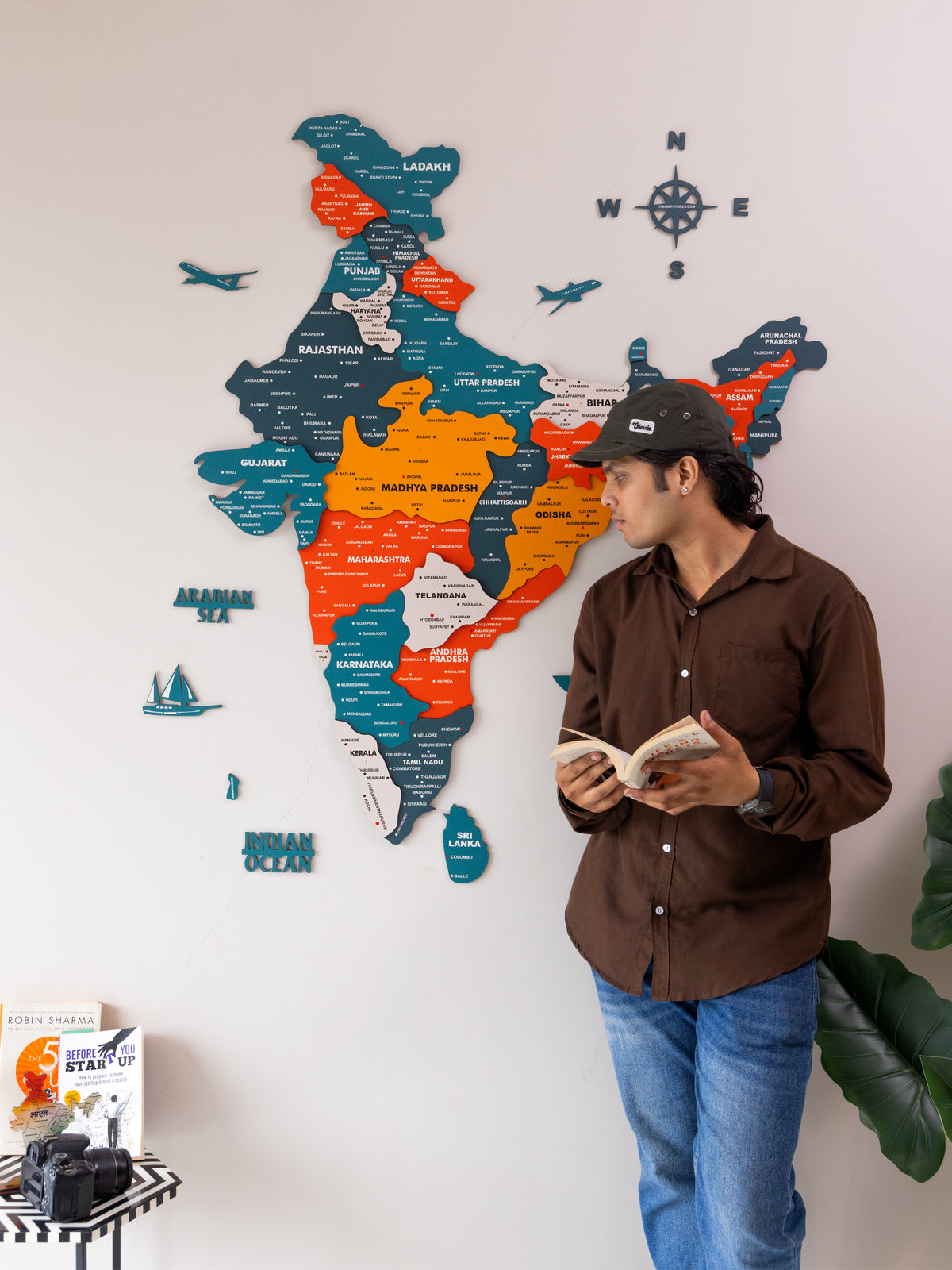 3D Pine India Wooden World Map