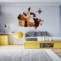 3D Wooden Texture Canada Map