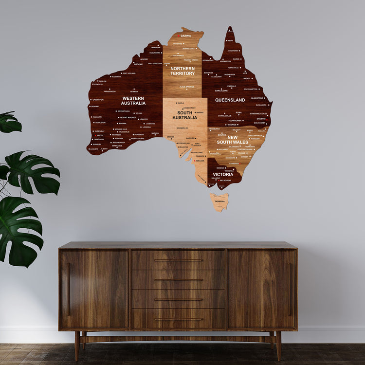 Wooden Texture Australia Map | The Map Store