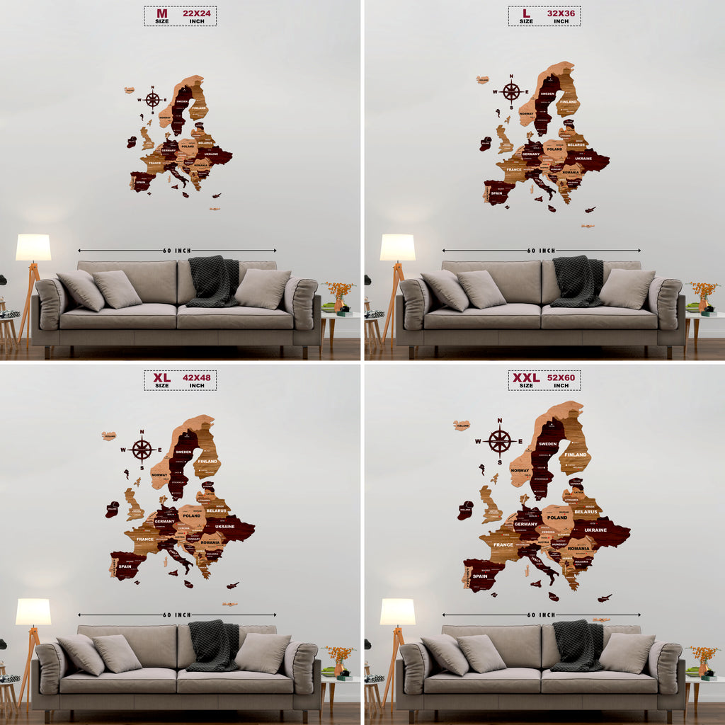 3D Wooden Texture Europe Map