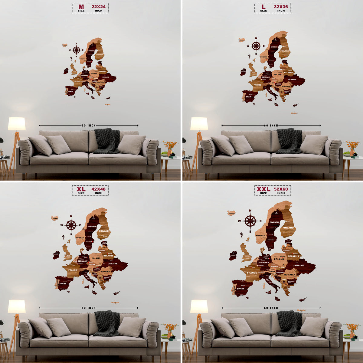 3D Wooden Texture Europe Map