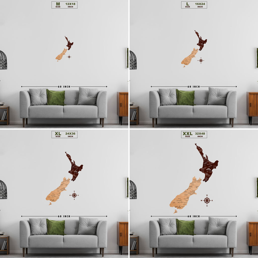3D Wooden Texture New Zealand Map