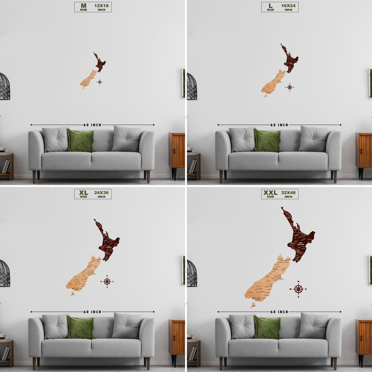 3D Wooden Texture New Zealand Map