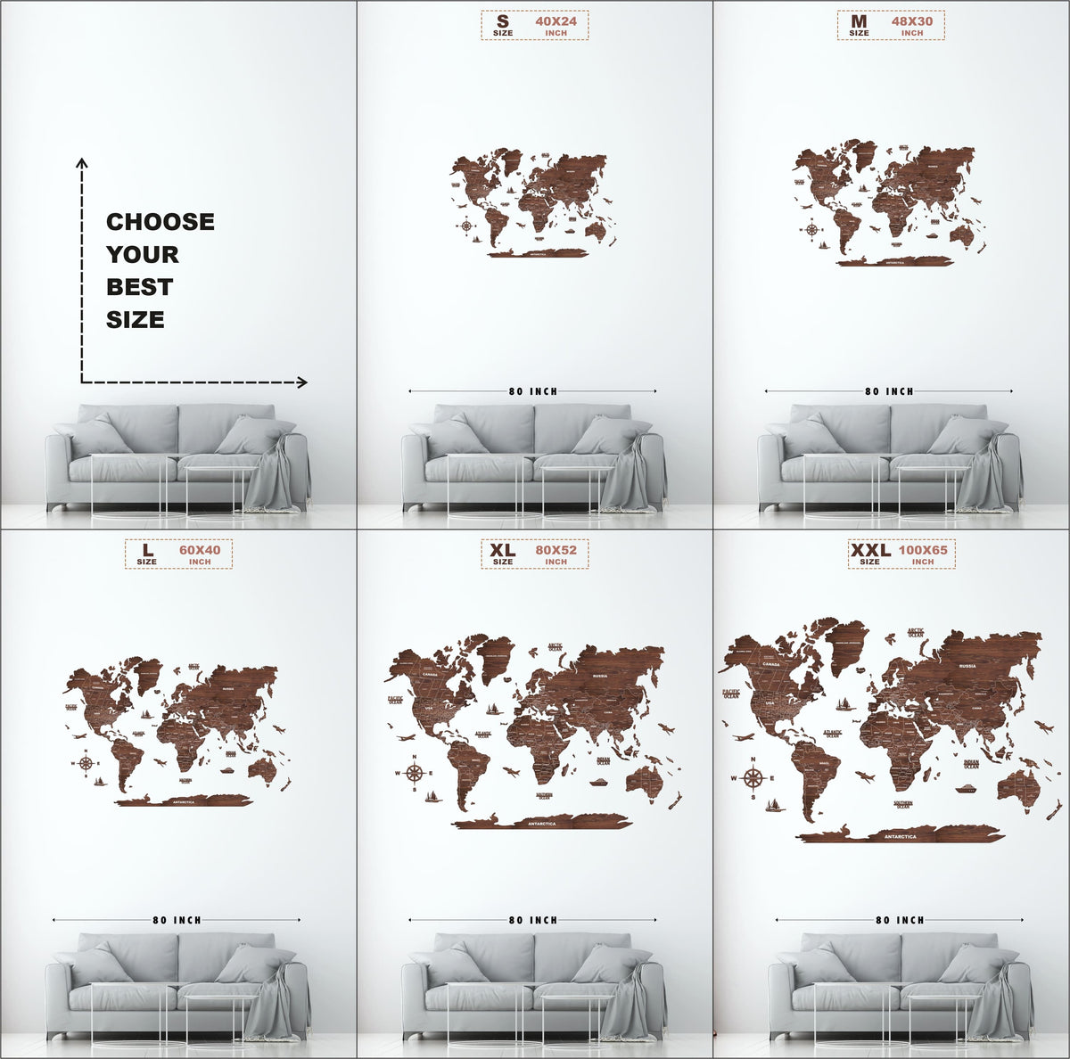2D Antra Wooden World Map