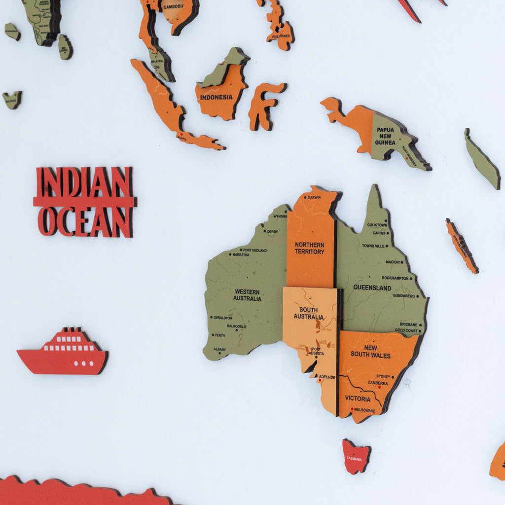 3D Olive Oasis Wooden World Map