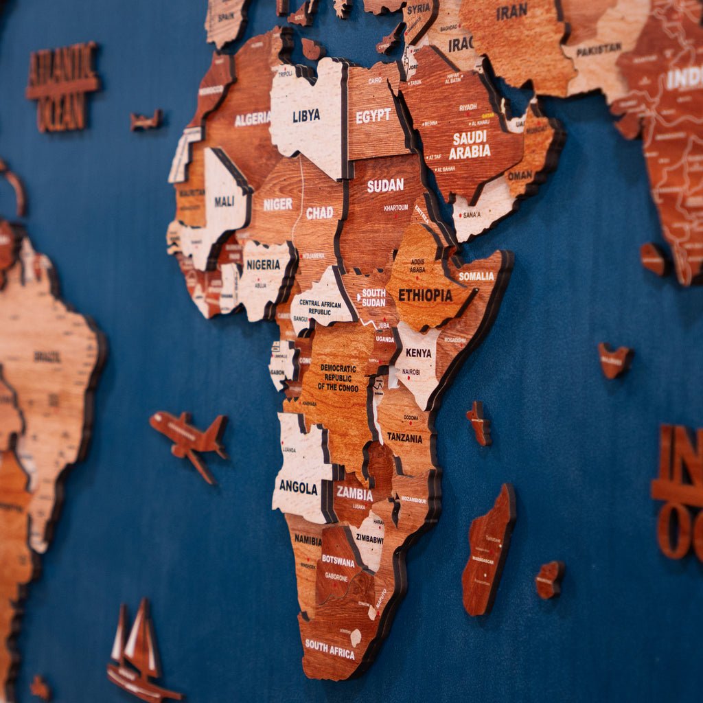 3D Rustic Luxe Wooden World Map