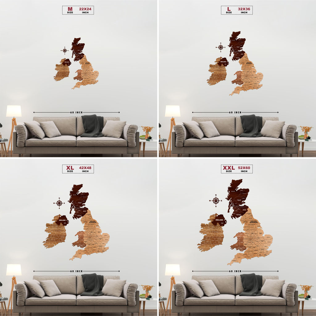 3D Wooden Texture United Kingdom Map