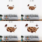 3D Wooden Texture USA Map