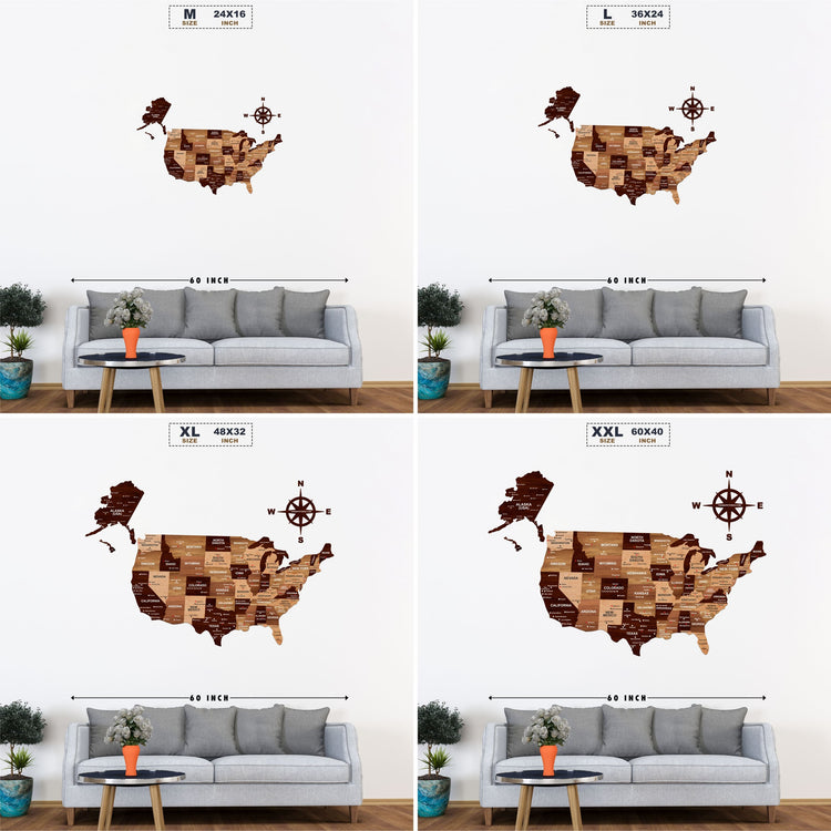 Wooden Texture USA Map | The Map Stores