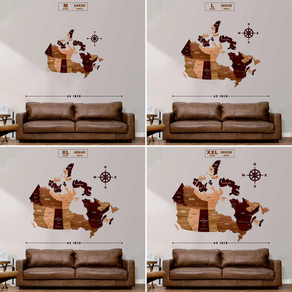 3D Wooden Texture Canada Map