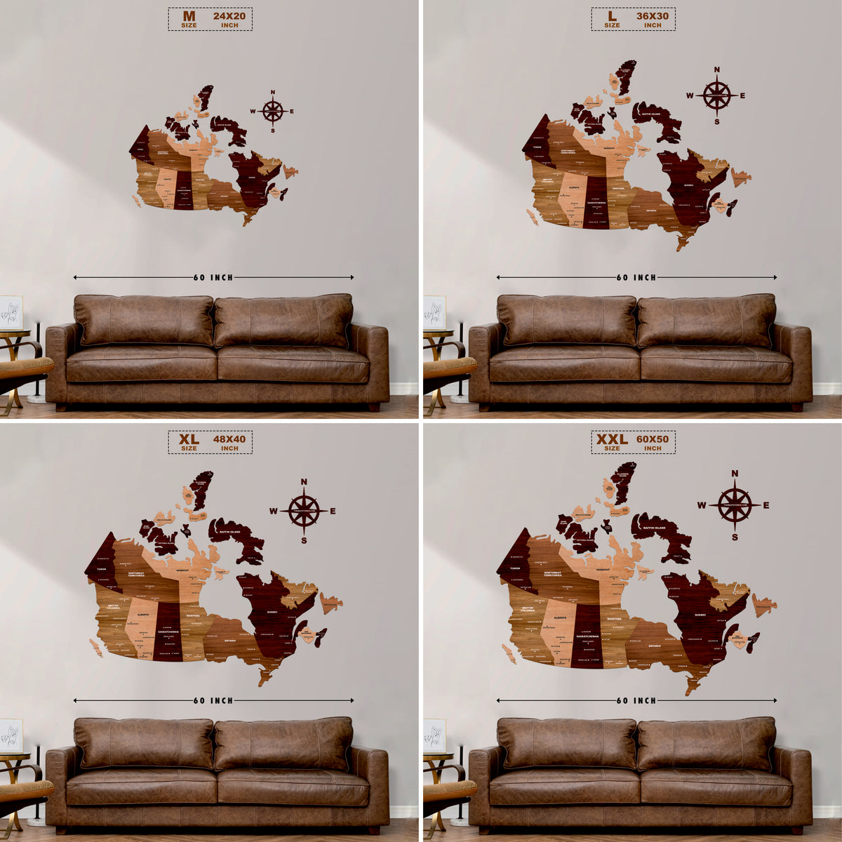3D Wooden Texture Canada Map