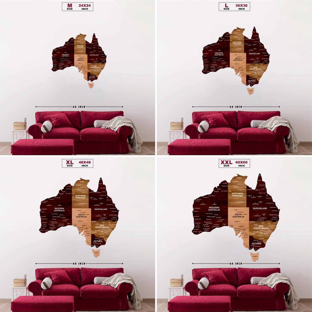 3D Wooden Texture Australia Map