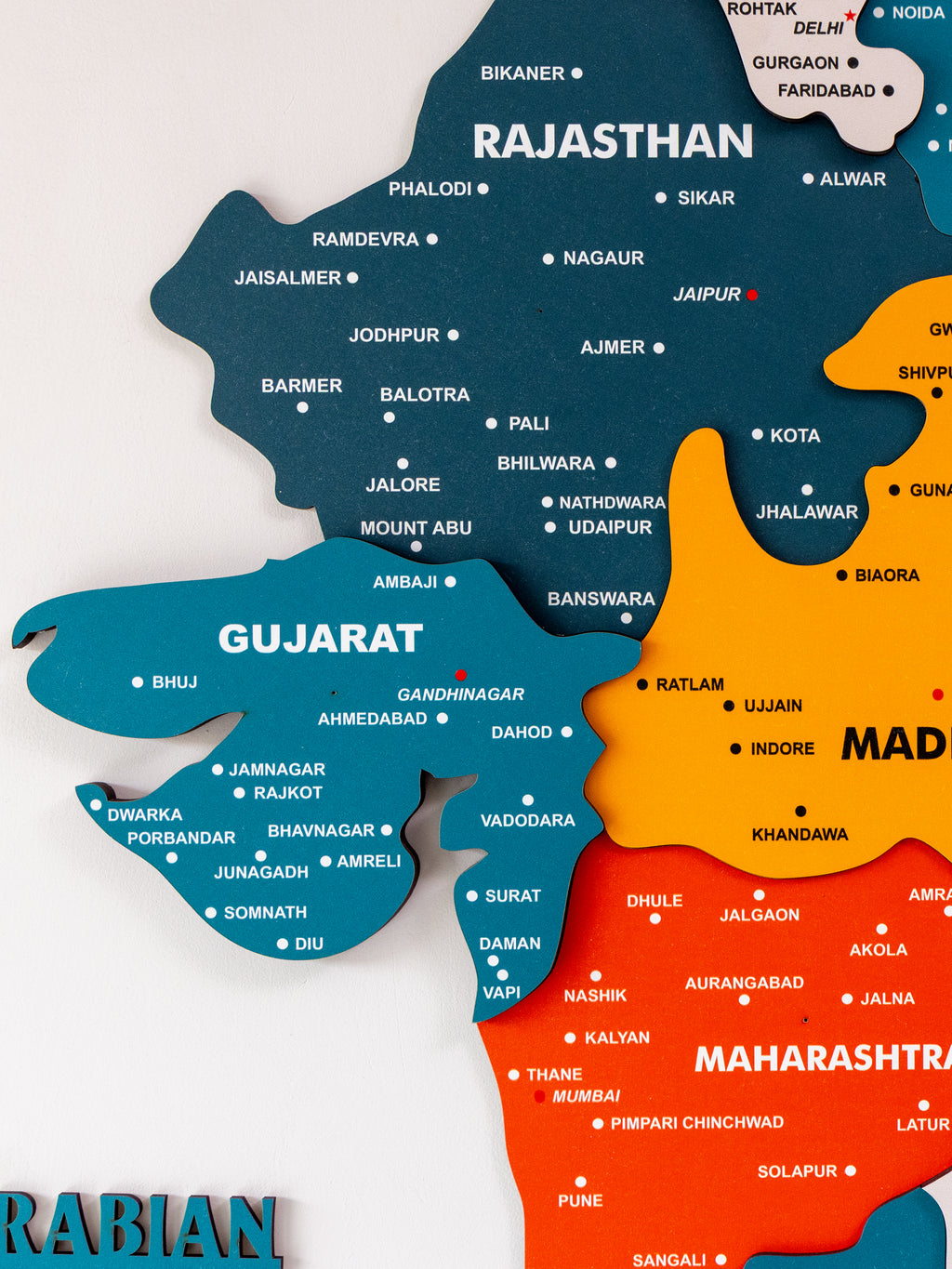 3D Pine India Wooden World Map