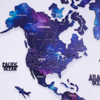 3D Galaxy Wooden World Map