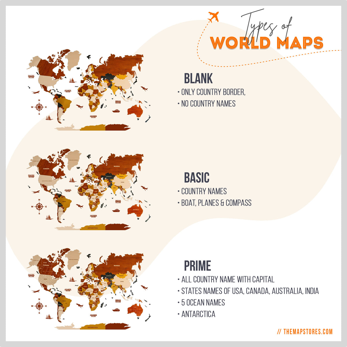 3D Multilayered Wooden world Map