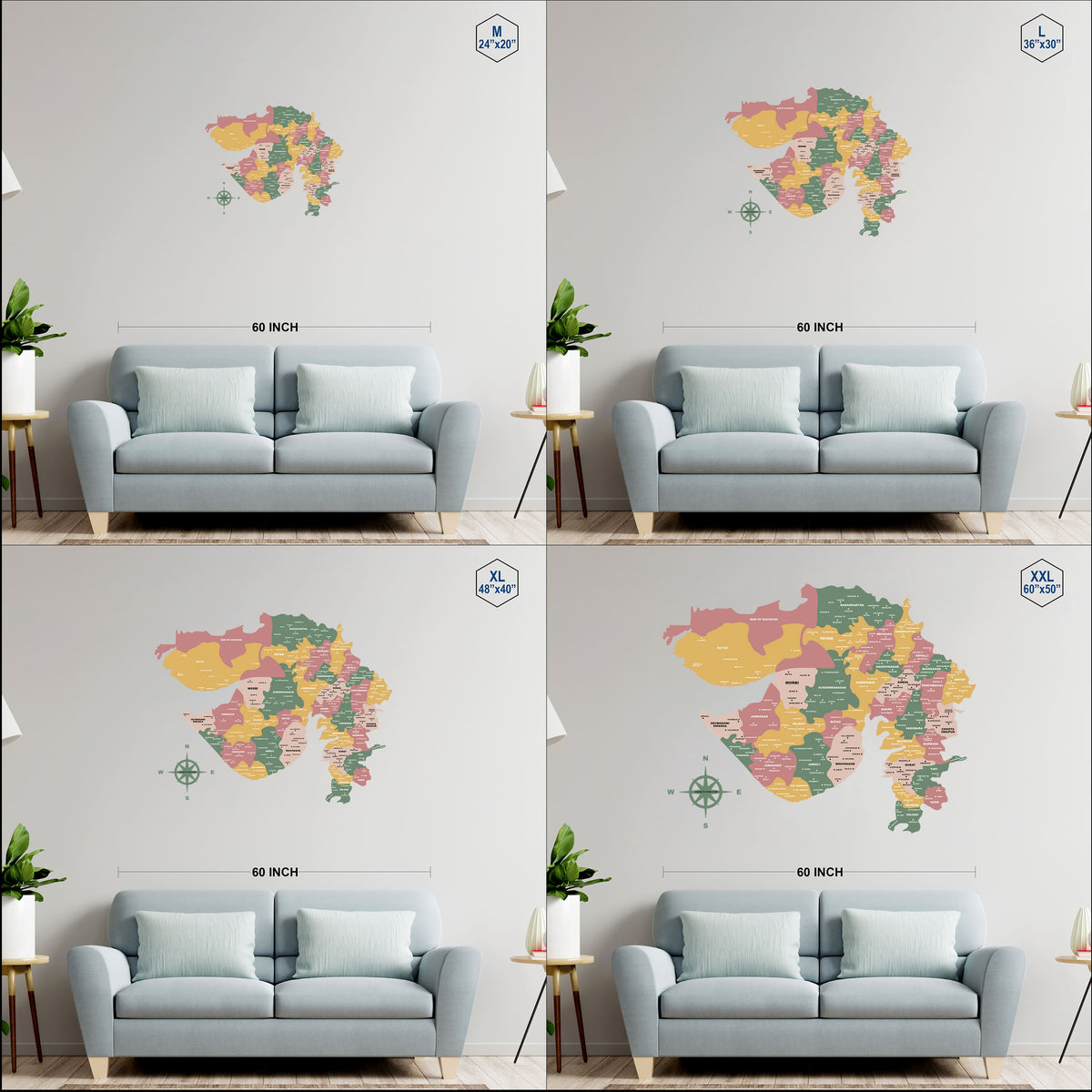 3D Spanish Green Wooden Gujarat Map