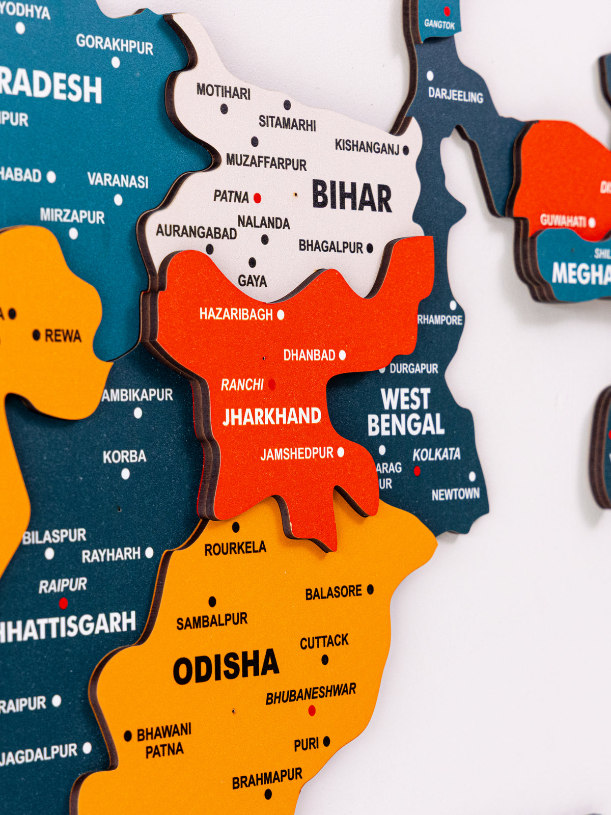 3D Pine India Wooden World Map