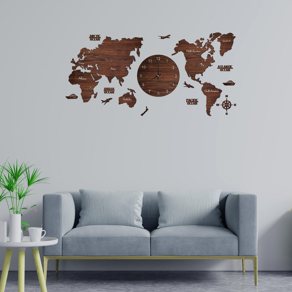 Antra Wooden World Map Clock