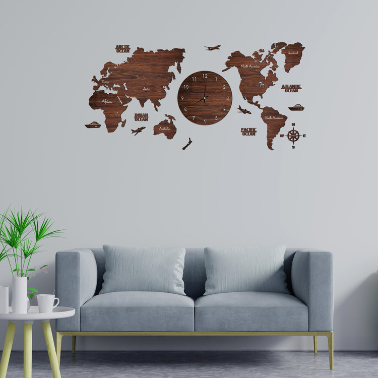 Antra Wooden World Map Clock