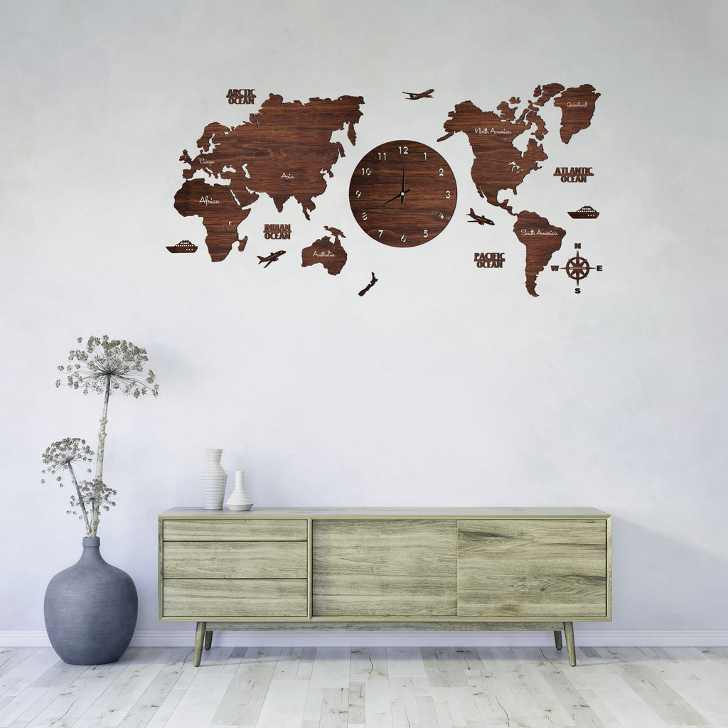Antra Wooden World Map Clock