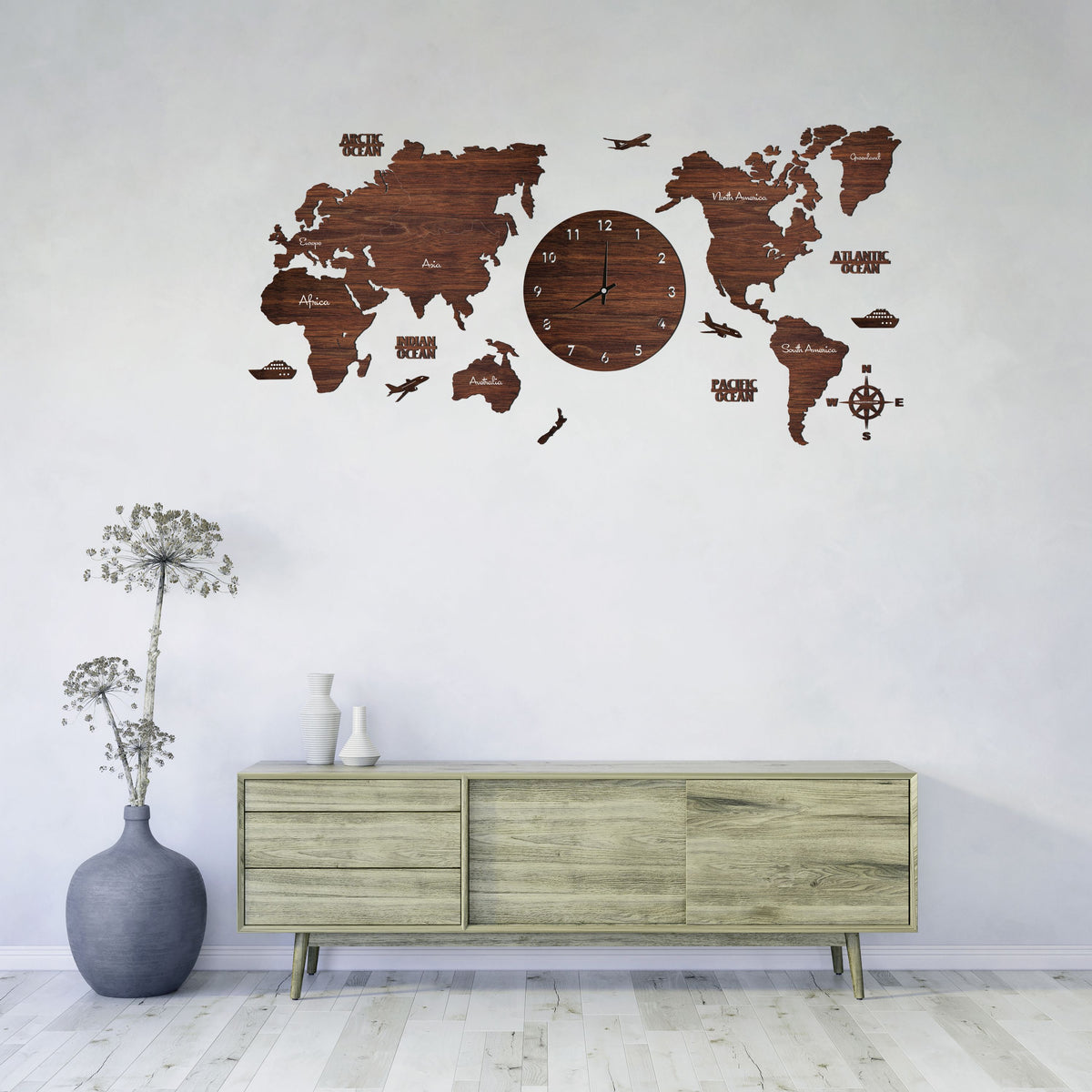 Antra Wooden World Map Clock