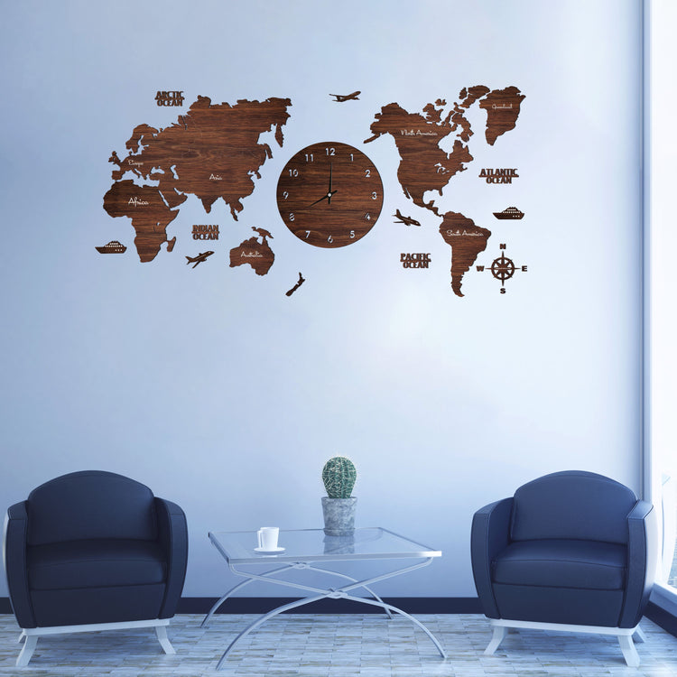 Antra Wooden World Map Clock