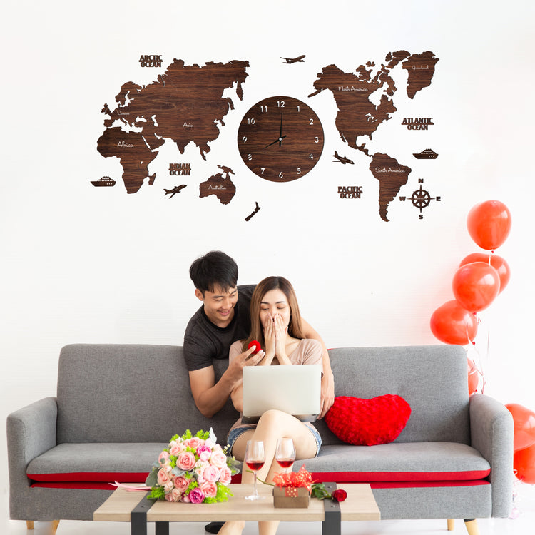 Antra Wooden World Map Clock