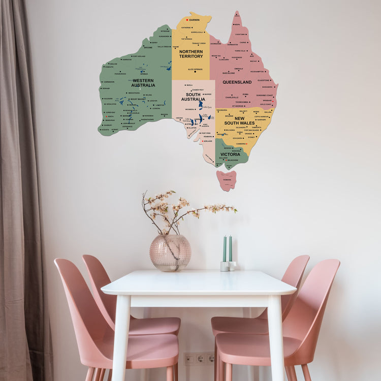 Spanish Green Wooden Australia Map