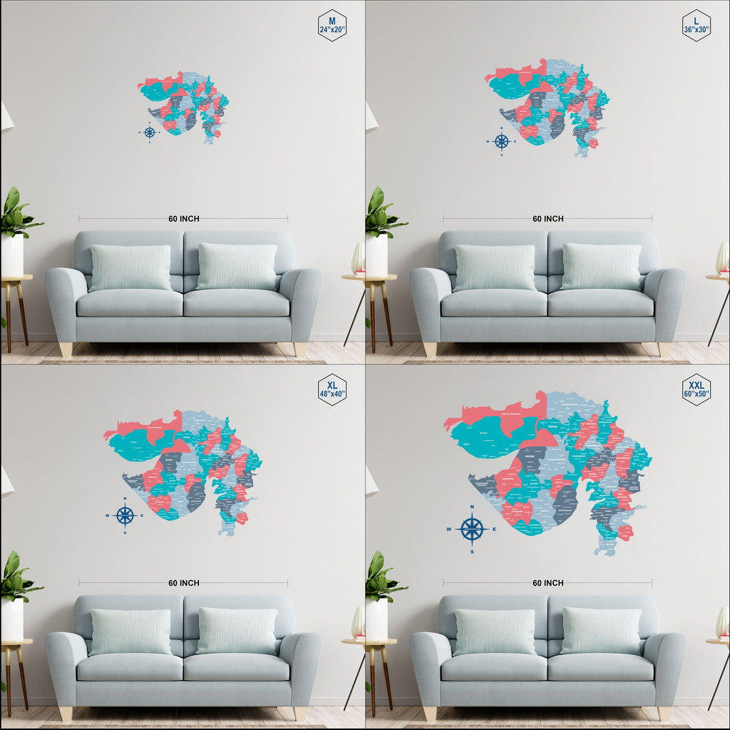3D Blossom Wooden Gujarat Map