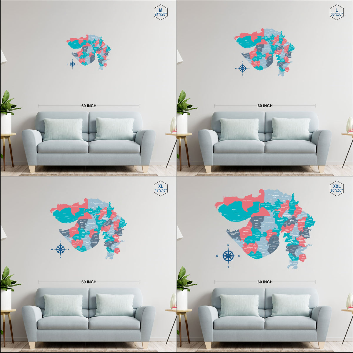 3D Blossom Wooden Gujarat Map