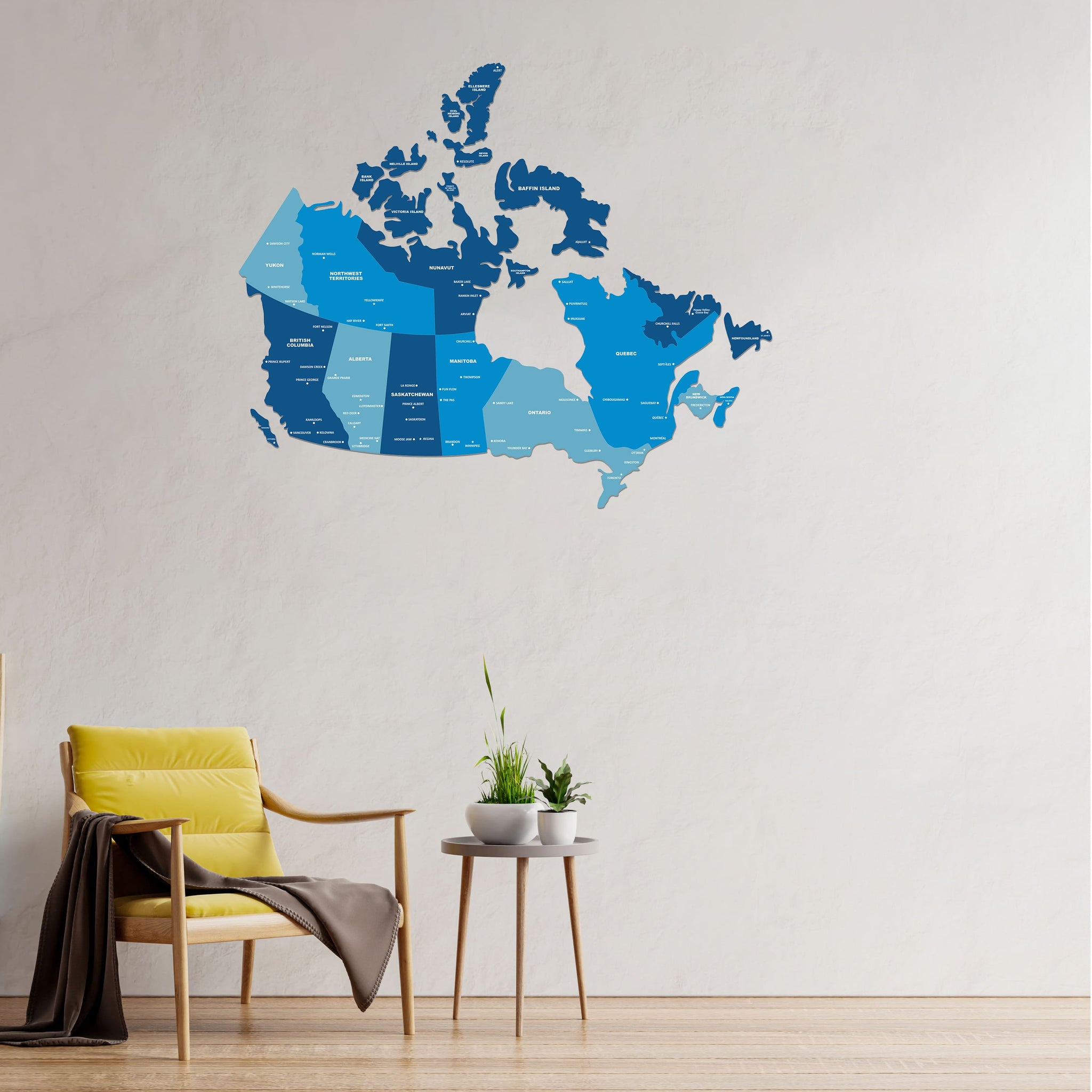 Tory Blue Wooden Canada Map | The Map Stores • The Map Store