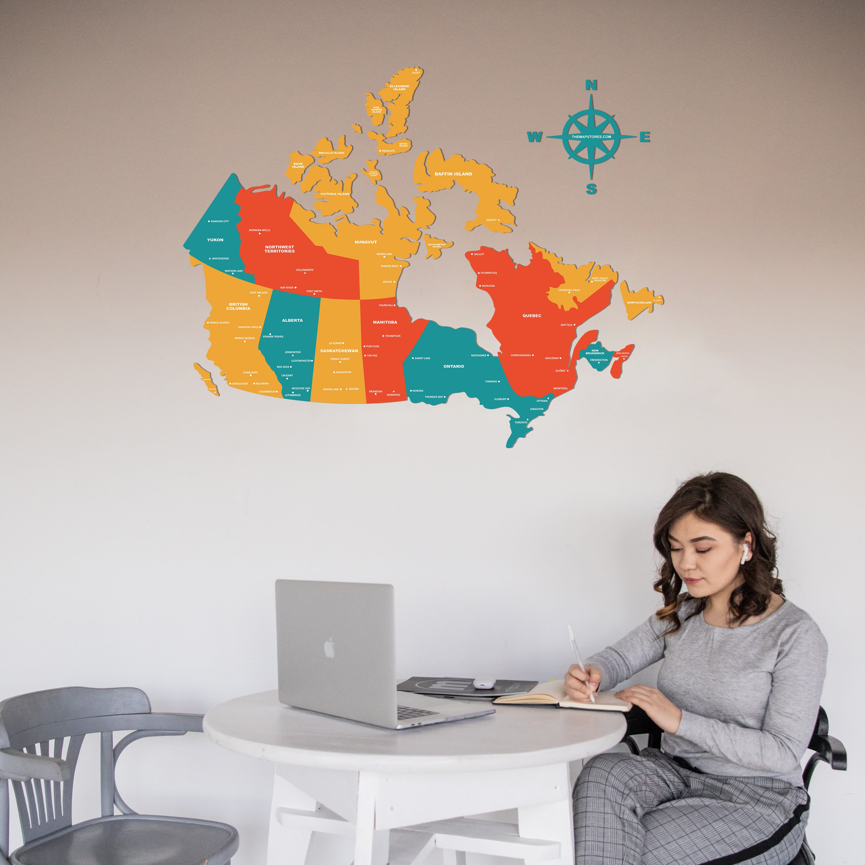 3D Saffron Wooden Canada Map