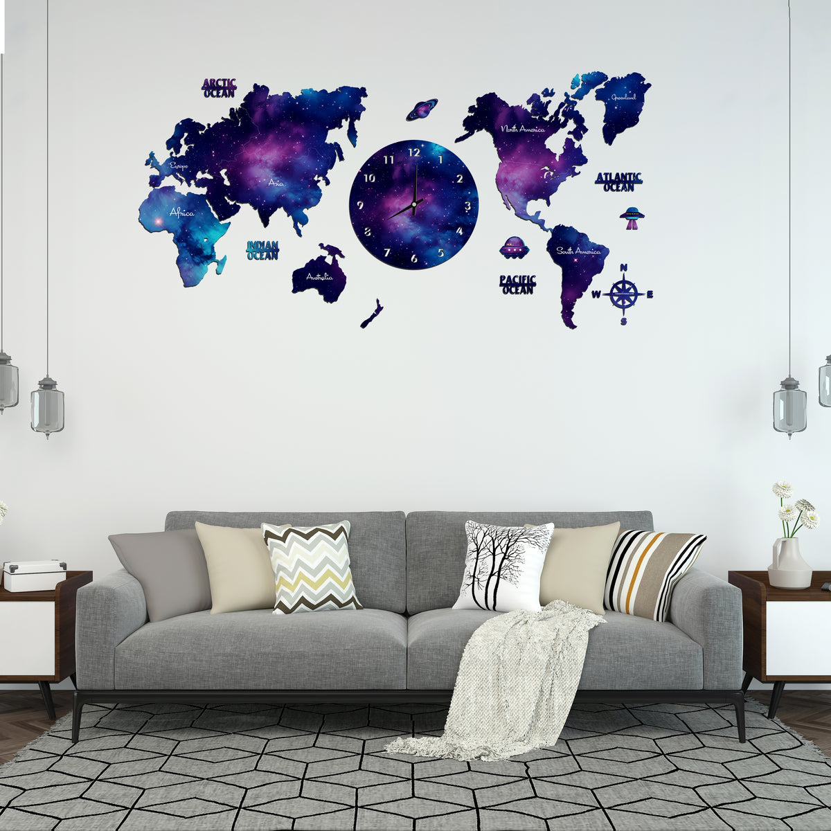 Galaxy Wooden World Map