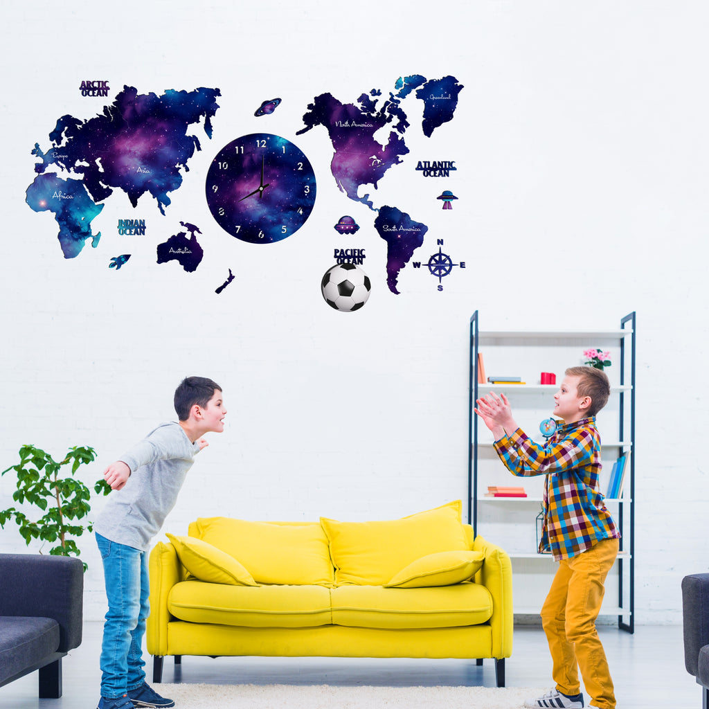 Galaxy Wooden World Map