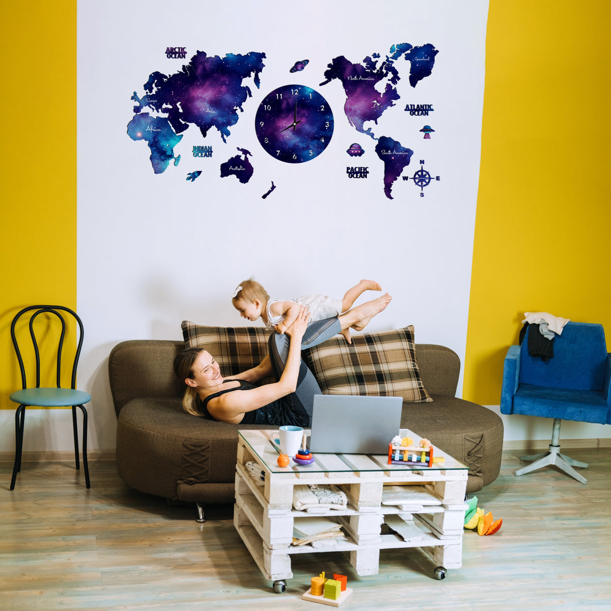 Galaxy Wooden World Map