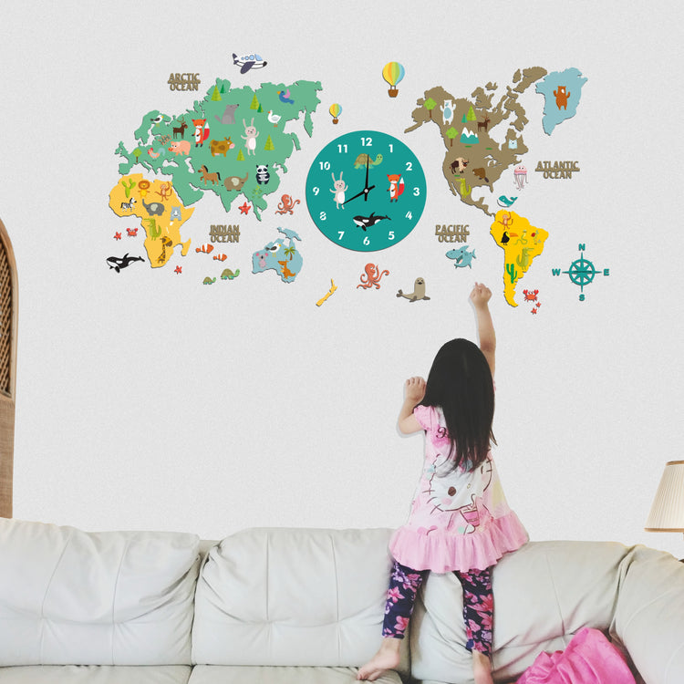 Kids World Map Clock