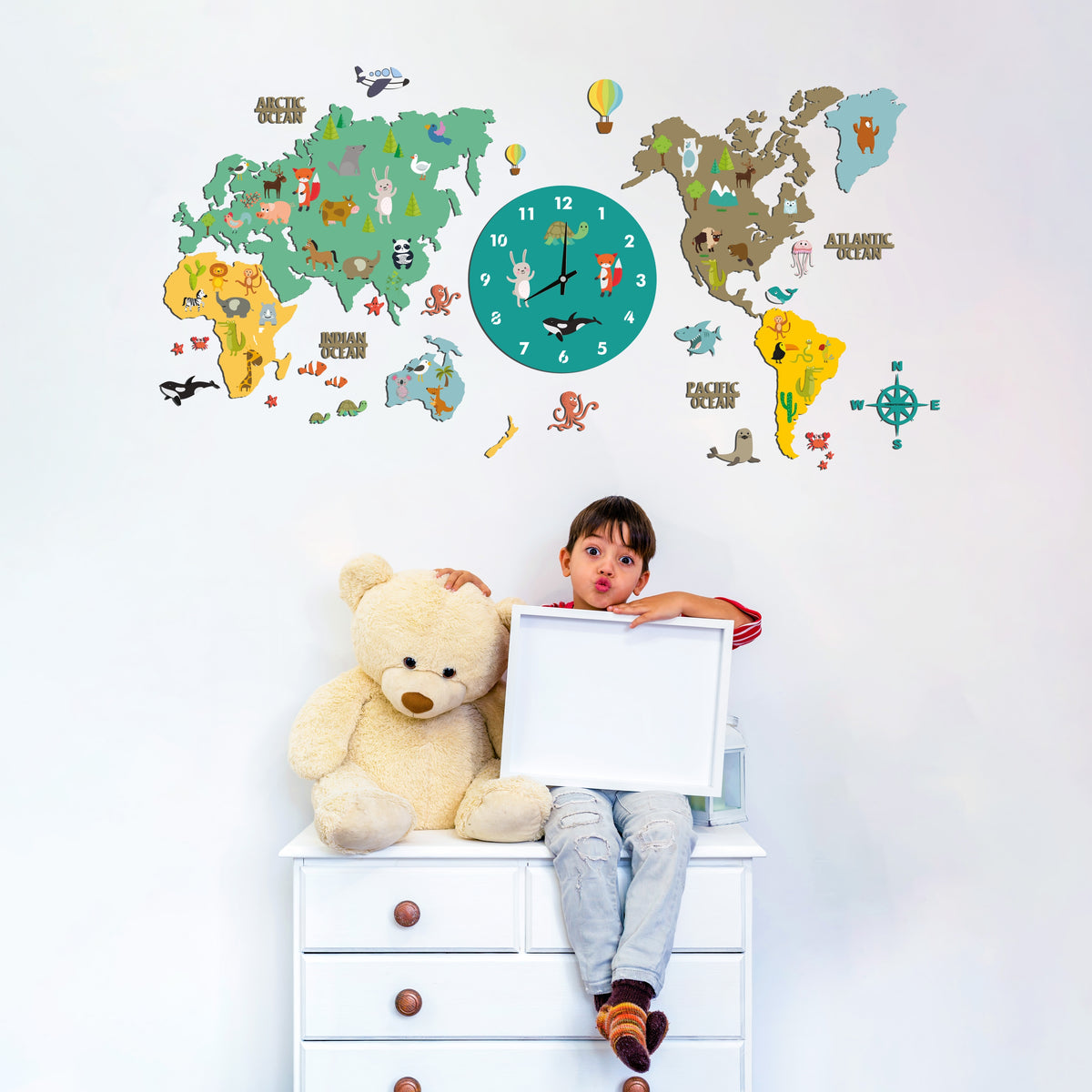 Kids World Map Clock