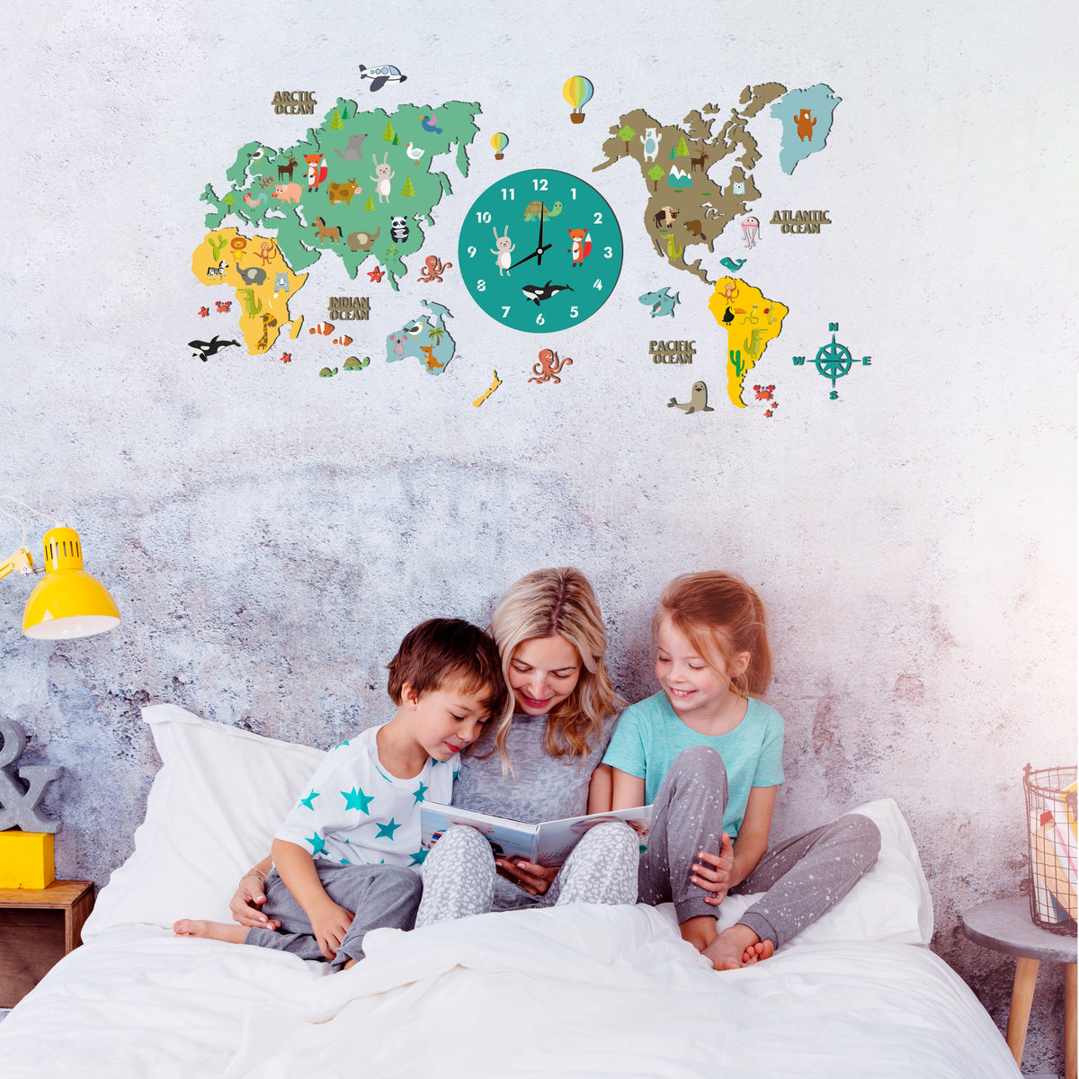 Kids World Map Clock