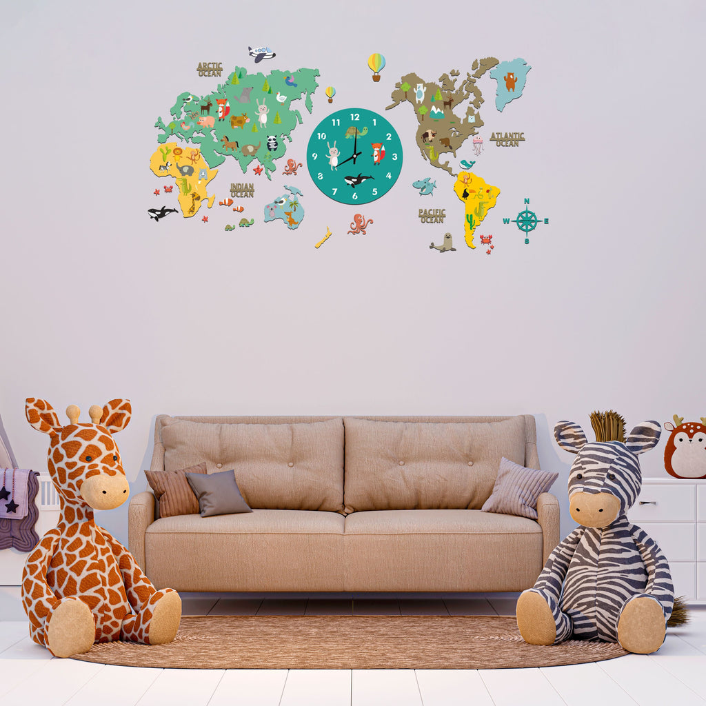 Kids World Map Clock