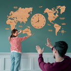 Maple Wooden Map Clock