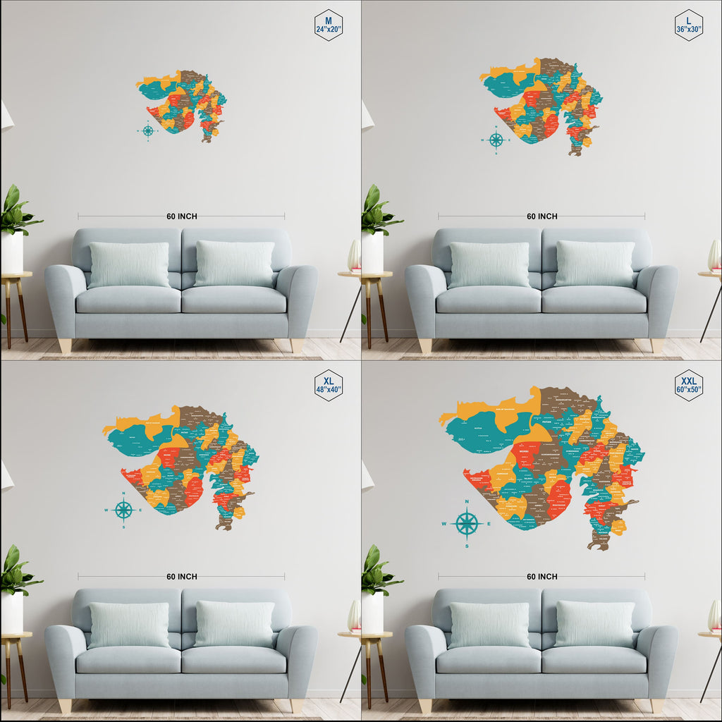 3D Saffron Wooden Gujarat Map