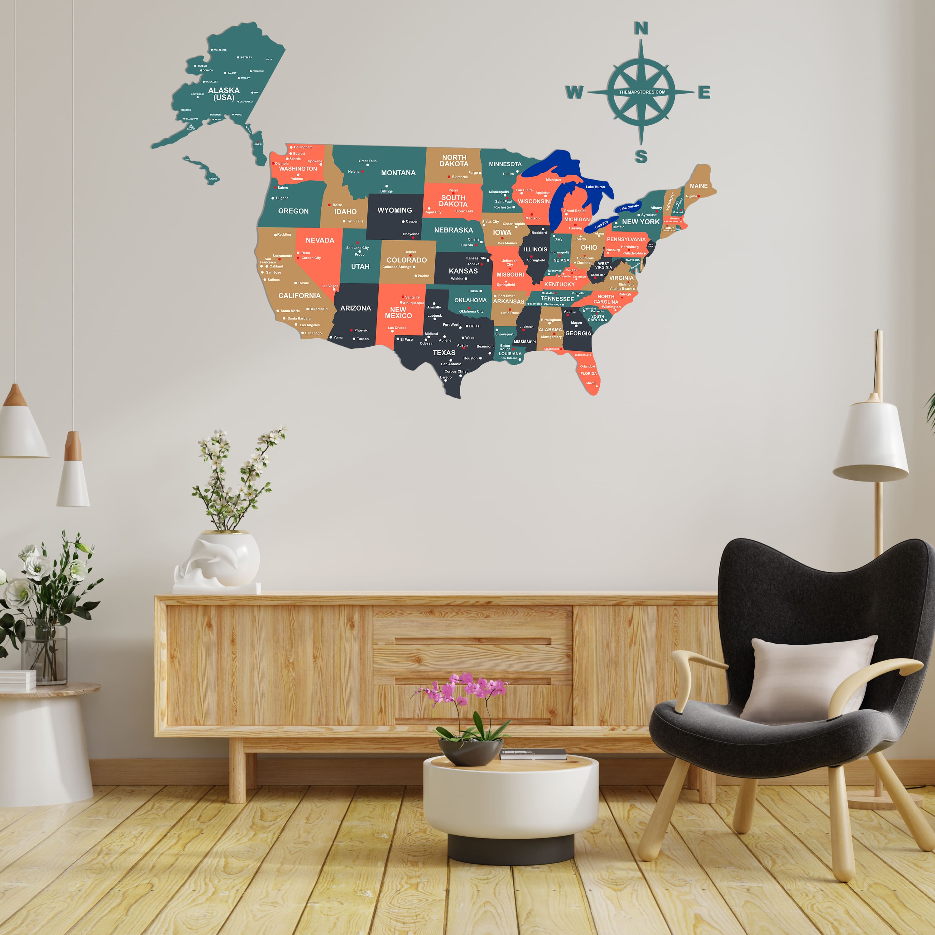 3D Tortilla Wooden USA Map